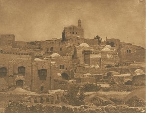 Utsikt over moskeen i El-Melouyeh og et nabolag i Jerusalem, august 1850. av Maxime Du Camp