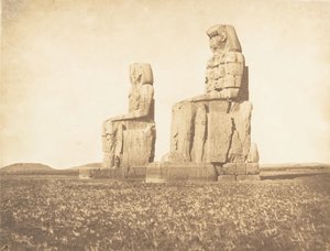 Utsikt over de to kolossene til Amenopheum, ved Theben, 1849-50.