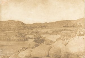 Utsikten tatt ved første katarakt på høyre bredd, 1849-50. av Maxime Du Camp