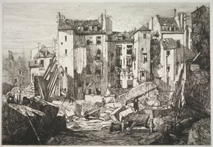 Riving for åpningen av Rue des Ecoles, 1862.