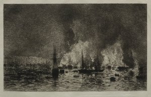 Brann i havnen i Bordeaux av Maxime Lalanne