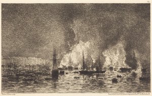 Brann i havnen i Bordeaux av Maxime Lalanne