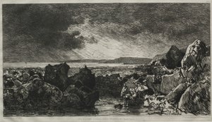 De svarte steinene nær Trouville. av Maxime Lalanne