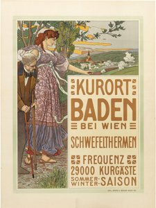 Spabyen Baden nær Wien, ca. 1910. av Maximilian Liebenwein