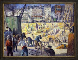 Byggeplass i Paris. Maleri av Maximilian Luce (1856-1941), olje på lerret