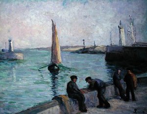 Fishermen in a Port, ca. 1920 (olje på lerret) av Maximilien Luce