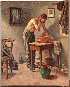 Mann som vasker seg (olje på lerret) av Maximilien Luce