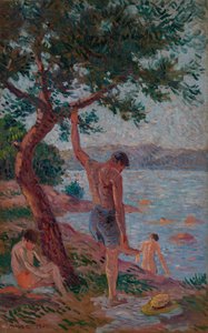 Saint-Tropez, svømmere under furuskogen av Maximilien Luce