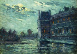 The Floods of 1910, The Pavillon de Flore, ved Louvre, Paris; Flommen i 1910, Le Pavillon de Flore, 1910 av Maximilien Luce