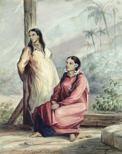 To tahitiske kvinner, ca. 1841-48