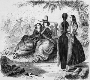 Kvinner fra Lima i Peru, gravering fra radiguets reise i Lima på 1840-tallet