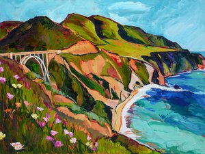 Utsikt over kysten fra Bixby Bridge av Maxine Shore