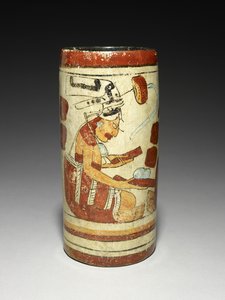 Vase med presentasjonsscene, 600-900 e.Kr. (lertøy med slip) av Mayan