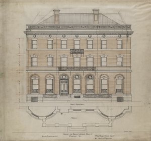 Bryan Lathrop House, Chicago, Illinois, Front Elevation and Terrace Plan, 1892. av Mead and White McKim