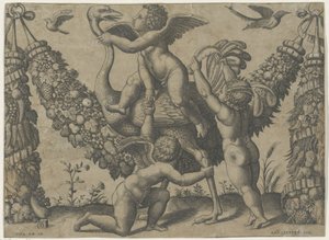 Tre putti med en struts Tapestries of the Pope av Raphael (serietittel)