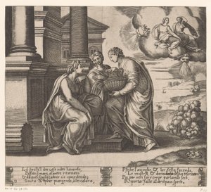Psyche får besøk av søstrene sine Story of Amor and Psyche (serietittel) av Meester van de Dobbelsteen