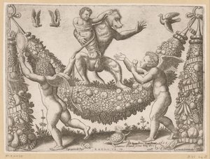 Putti håner en ape Tapetries of the Pope (serietittel) Tapezzerie de Papa (serietittel på objekt)