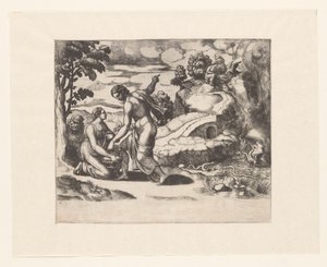 Venus sender Psyche til en brønn bevoktet av drager av Meester van de Dobbelsteen