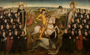 Medlemmene av Guild of the Large Crossbow of Malines, ca. 1500 (olje på panel) av Meester van de Mechelse Sint Jorisgilde