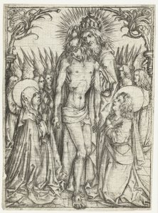 Tilbedelse av den hellige treenighet av Maria, evangelisten Johannes og engler