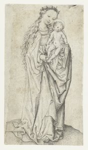 Stående Madonna og barn med eple av Meester van het Amsterdamse Kabinet