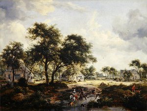 Skogkledd landskap av Meindert Hobbema
