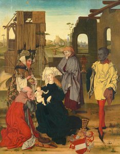 Tilbedelse av magiene av Meister der Anbetung mit dem Bindenschild