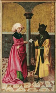 Djevelen som bringer det falske budskapet (Legend of Saints Cosmas and Damian) av Meister der Legendenszenen