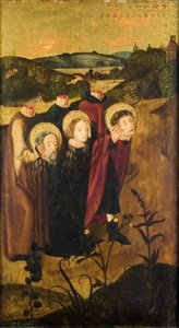 Den halshuggede St. Felix, Regula og Exuperantius på vei til graven av Meister des Winkler Epitaphs