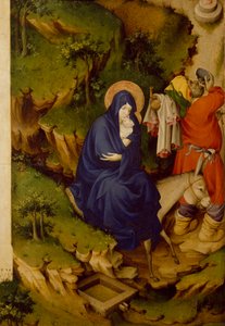 Fly til Egypt, detalj fra høyre panel av Champmol-alteret, av Melchior Broederlam (ca 1355-ca 1411), tempera på tre