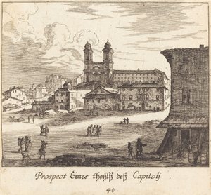 Byutsikt av Melchior Küsel after Johann Wilhelm Baur