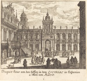 Escorial, Spania av Melchior Küsel after Johann Wilhelm Baur