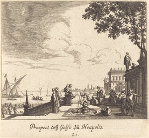Utsikt over Napolibukten av Melchior Küsel after Johann Wilhelm Baur