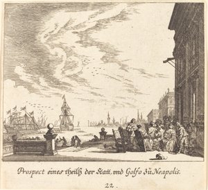 Utsikt over Napolibukten av Melchior Küsel after Johann Wilhelm Baur