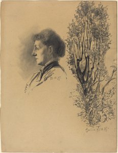 En kvinne i profil og et pollard-tre i blomst av Melchior Lechter