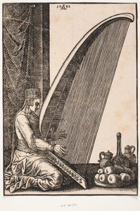 En harpespiller av Melchior Lorck