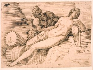 En satyr som spionerer på den sovende antiope av Melchior Lorck