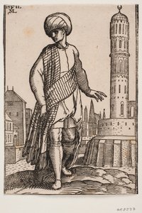 Elegant ung mann med turban og langt sjal av Melchior Lorck