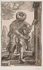 En Saquatz med vannposen under armen av Melchior Lorck