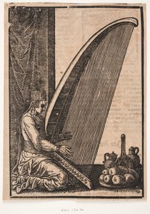 Kvinnelig harpespiller av Melchior Lorck