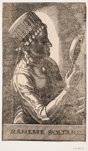 Sultanportrett, speilvendt, profil til r.: RAHEME SOLTANE. av Melchior Lorck