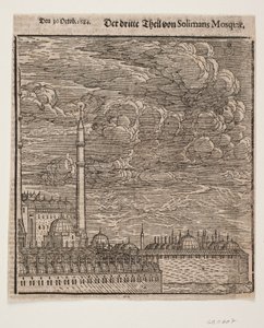 Süleymaniye-moskeen, sett fra nordøst. Høyre halvdel av Melchior Lorck