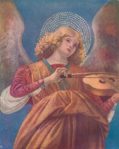 Musikalsk engel med fiolinfreskomaleri, c1400-tallet