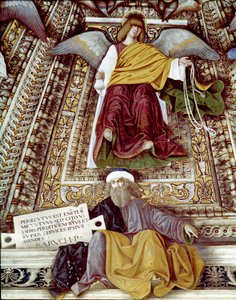 Representasjon av Baruch (Baruch ben Neria) disippel av Jeremiah og en engel Fresco av Melozzo da Forli (Melozzo degli Ambrosi) (1438-1494) Kuppel av sakristiet til Saint Mark (Marco), helligdommen til santa casa, Loreto av Melozzo da Forli