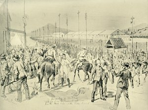 Okkupasjonen av Pretoria: Frigjøring av britiske offiserer, 1901. av Melton Prior
