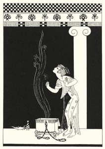 En sverm av bevingede skapninger børstet av henne (farge litho)