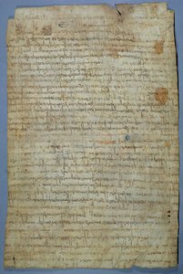 Dokument skrevet av Wadomir (Uuademir) og hans kone, Ercamberta, ca. 690-691 (penn og blekk på vellum) av Merovingian