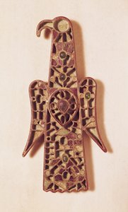 Ørneformet brosje (metall og emalje) av Merovingian
