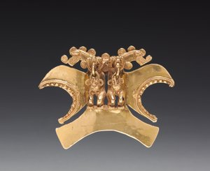 Figuranheng med dobbelt fuglehode, ca. 1000-1500 (støpt og hamret gull)