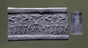 Sylinderforsegling, Nord-Syria (kvarts) av Mesopotamian Mesopotamian